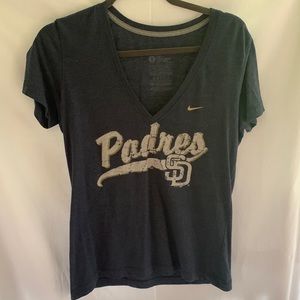 Padres Nike blue v-neck T-shirt. Size L